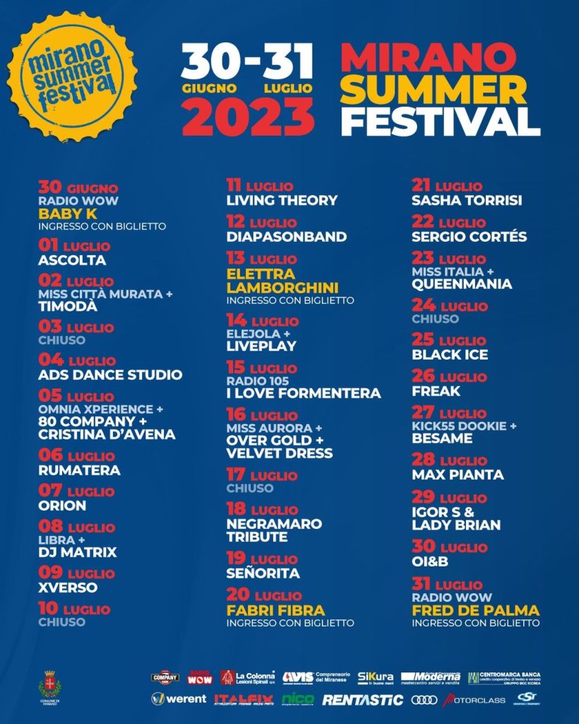 Mirano Summer Festival 2023: programma, biglietti, artisti